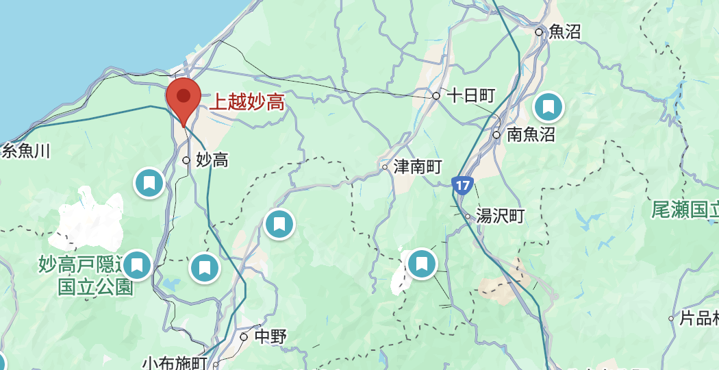 妙高、野泽、八海山雪场相对位置图